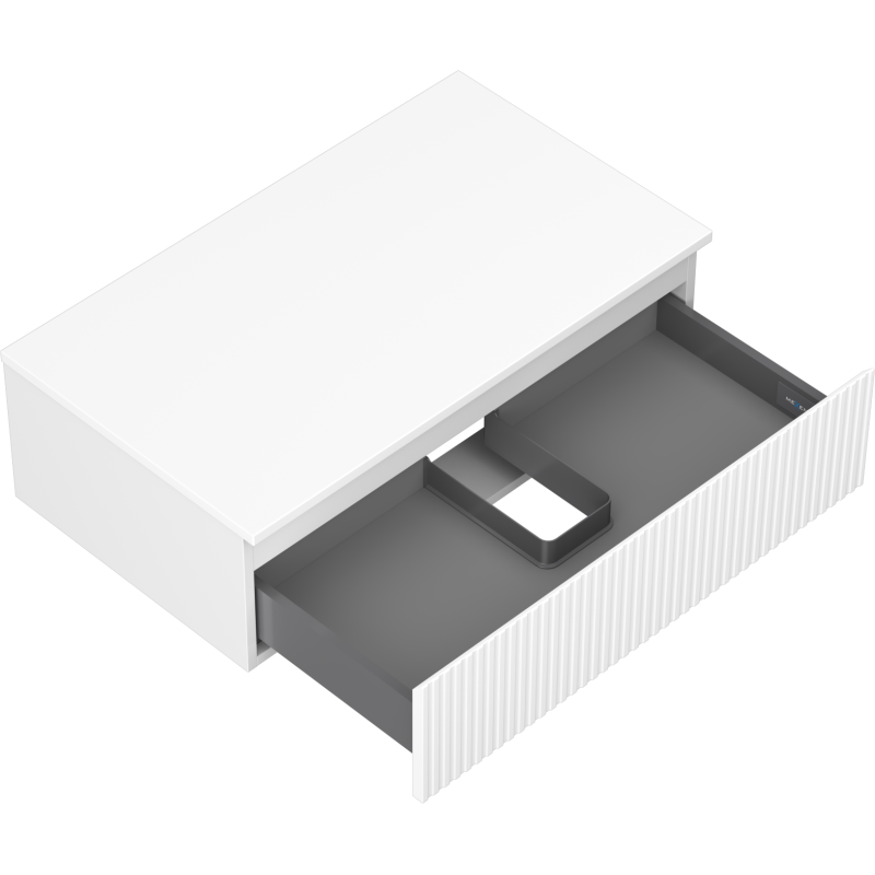 Mexen Rivel шкаф за баня за монтаж под мивка 80 см с плот, 1 чекмедже, оребрена, бяла мат - 91A20-08023-1-BFC01