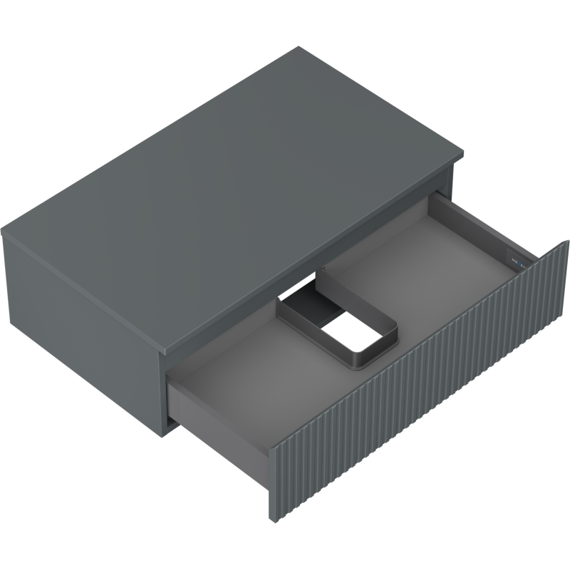 Mexen Rivel шкаф за баня под умивалник 80 см с плот, 1 чекмедже, оребрен, графит мат - 91A20-08023-1-BFC66