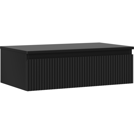 Mexen Rivel шкаф за баня под мивка 80 см с плот, 1 чекмедже, оребрен, черен мат