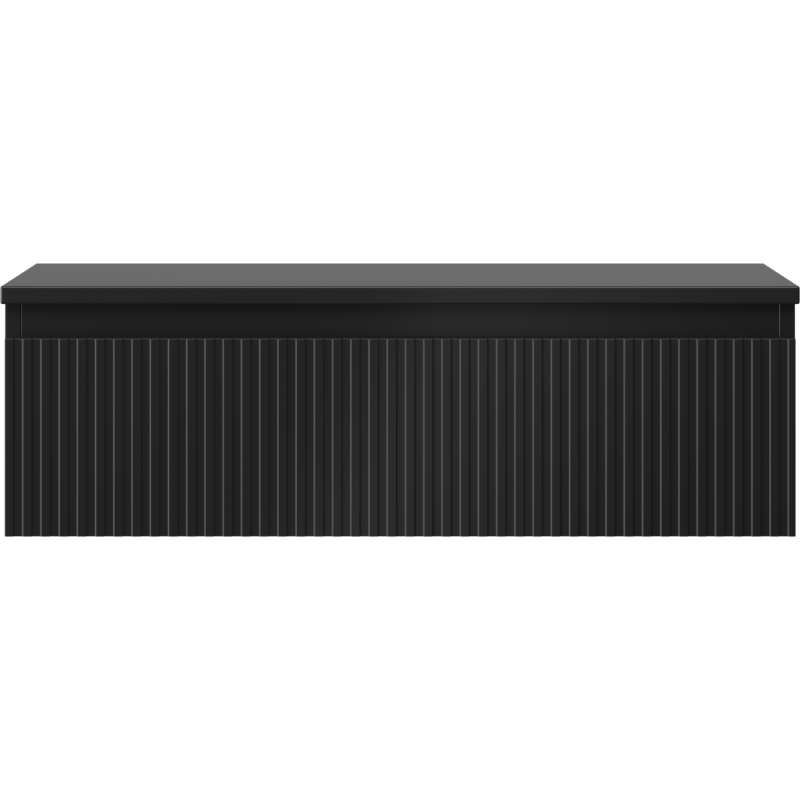 Mexen Rivel шкаф за баня под мивка 80 см с плот, 1 чекмедже, оребрен, черен мат