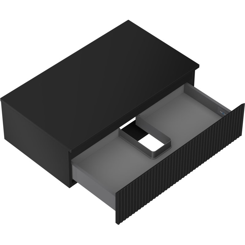 Mexen Rivel шкаф за баня под мивка 80 см с плот, 1 чекмедже, оребрен, черен мат