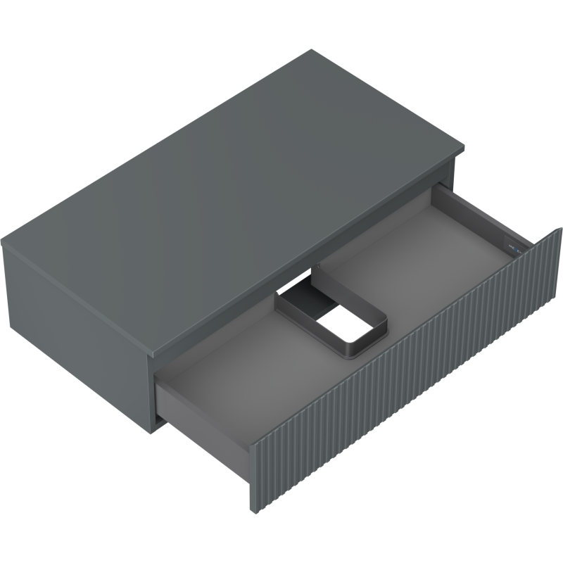 Mexen Rivel шкаф за баня под мивка 90 см с плот, 1 чекмедже, рифелован, графит