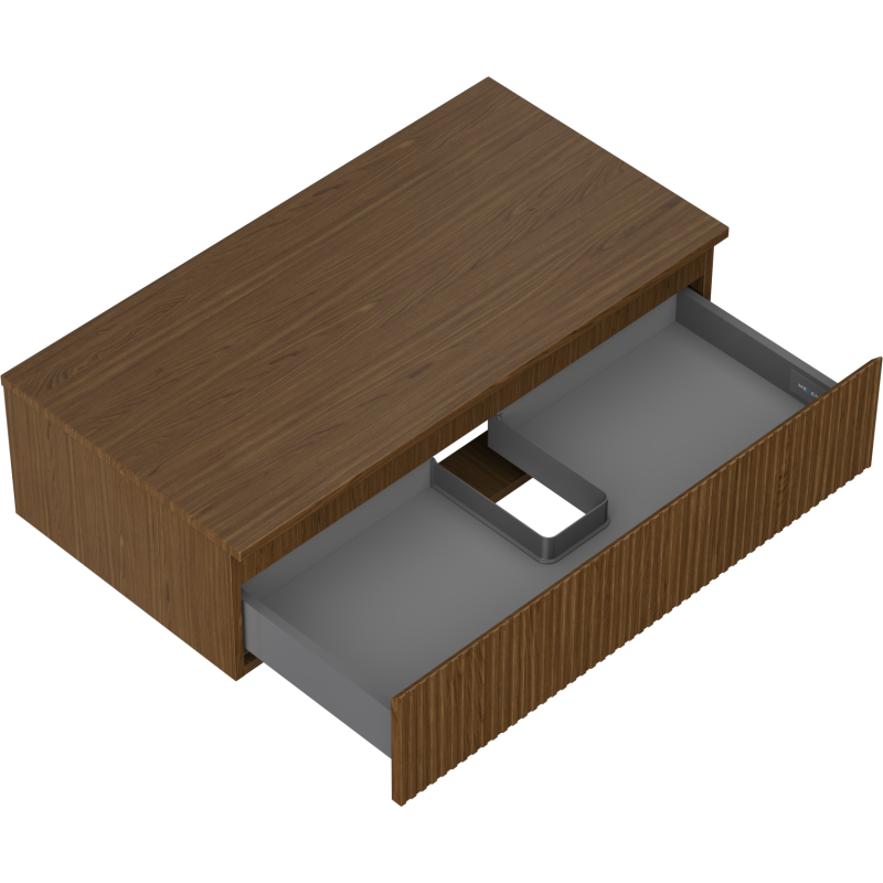 Mexen Rivel шкаф за баня под мивка 90 см с плот, 1 чекмедже, оребрен, орех - 91A20-09023-1-BFC86