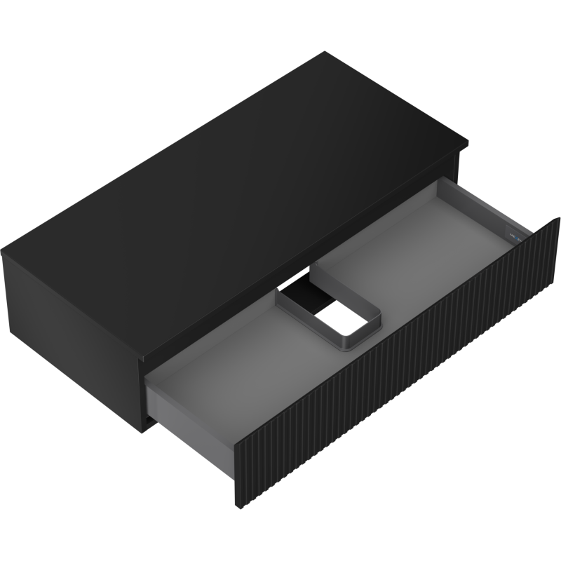 Mexen Rivel шкаф за баня под мивка 100 см с плот, 1 чекмедже, нарязан, черен мат - 91A20-10023-1-BFC71