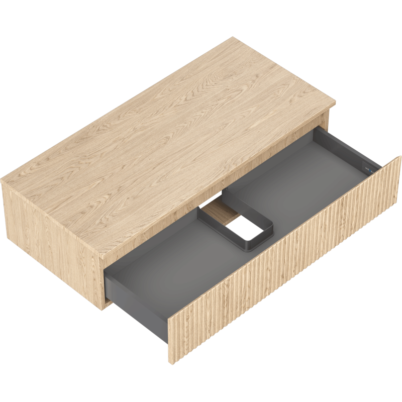 Mexen Rivel шкаф за баня за мивка 100 см с плот, 1 чекмедже, набразден, дъб - 91A20-10023-1-BFC81