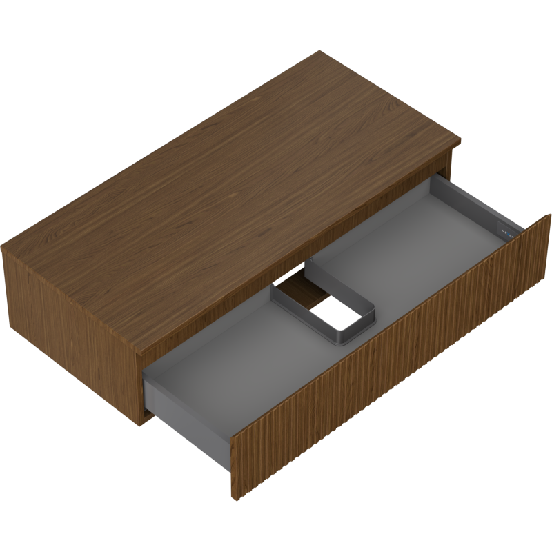Mexen Rivel шкаф за баня за мивка 100 см с плот, 1 чекмедже, изрязано, орех - 91A20-10023-1-BFC86