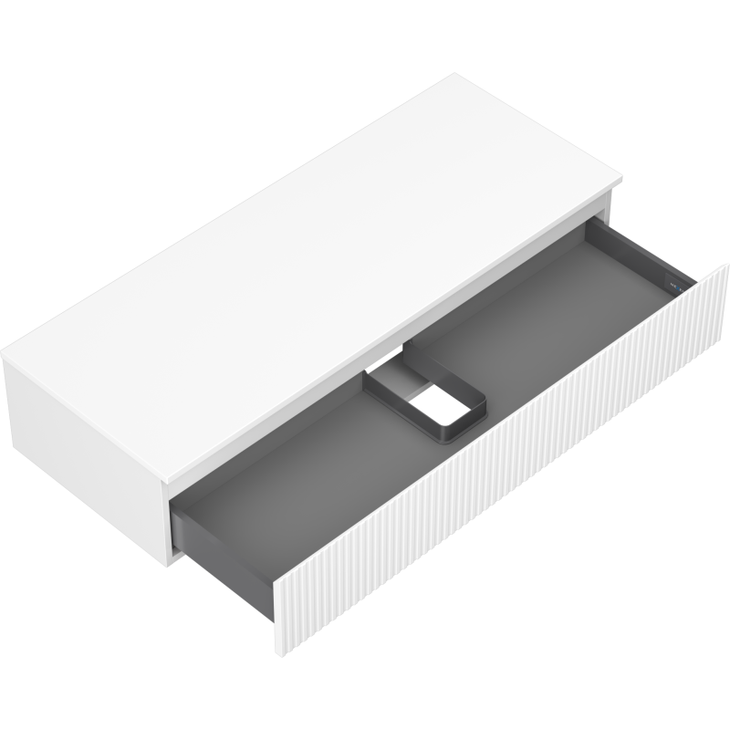 Mexen Rivel шкаф за баня под умивалник 120 см с плот, 1 чекмедже, оребрен , бял мат - 91A20-12023-1-BFC01