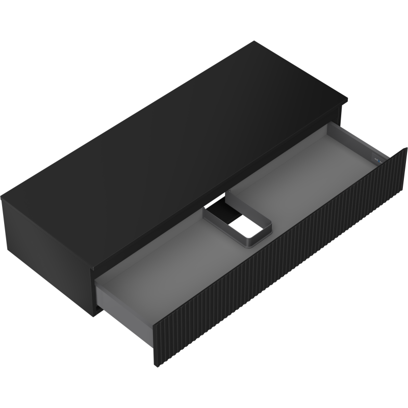 Mexen Rivel баня шкаф под мивка 120 см с плот, 1 чекмедже, оребрена, черен мат - 91A20-12023-1-BFC71