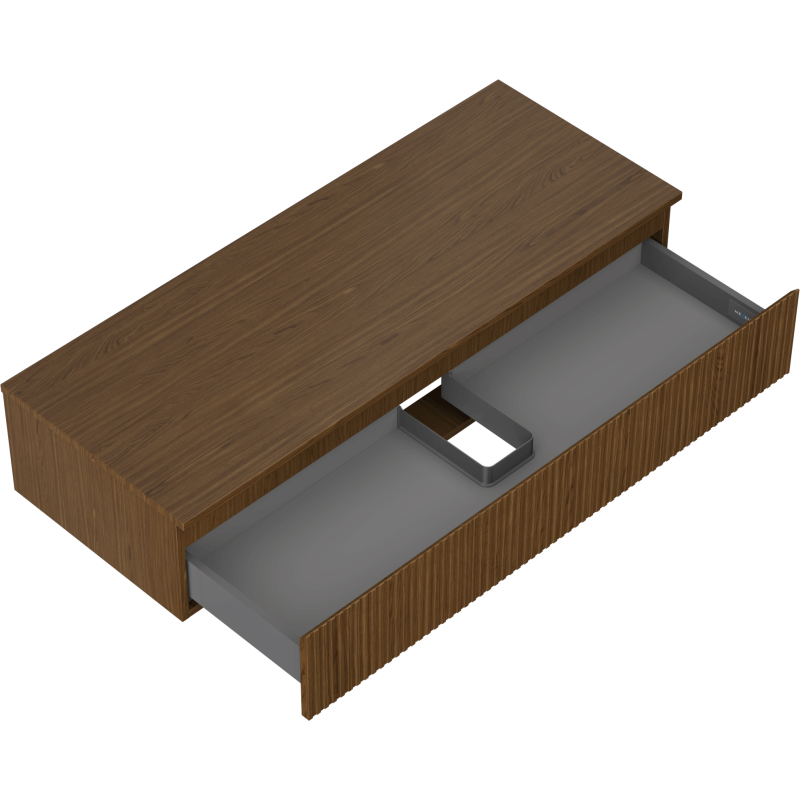 Mexen Rivel шкафче за баня под мивка 120 см с плот, 1 чекмедже, оребрено, орех - 91A20-12023-1-BFC86
