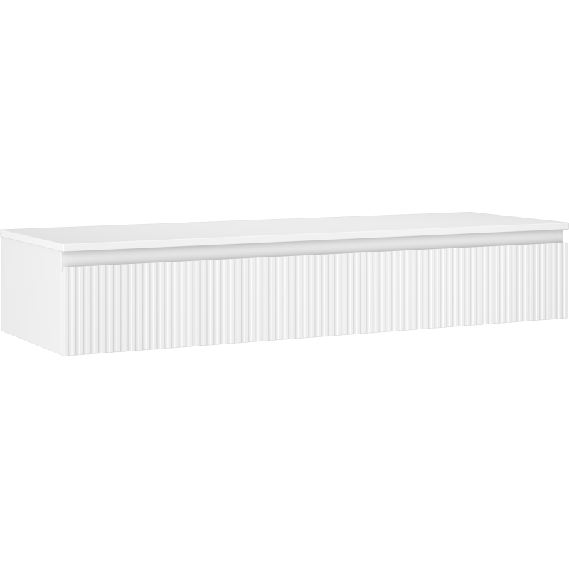 Mexen Rivel шкаф за баня за мивка 140 см с плот, 1 чекмедже, набразден, бял мат - 91A20-14023-1-BFC01