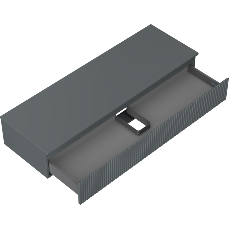 Mexen Rivel шкаф за баня под мивка 140 см с плот, 1 чекмедже, релефна, графит мат - 91A20-14023-1-BFC66