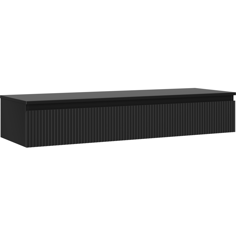 Mexen Rivel баня шкаф под мивка 140 см с плот, 1 чекмедже, рифлован, черен мат - 91A20-14023-1-BFC71