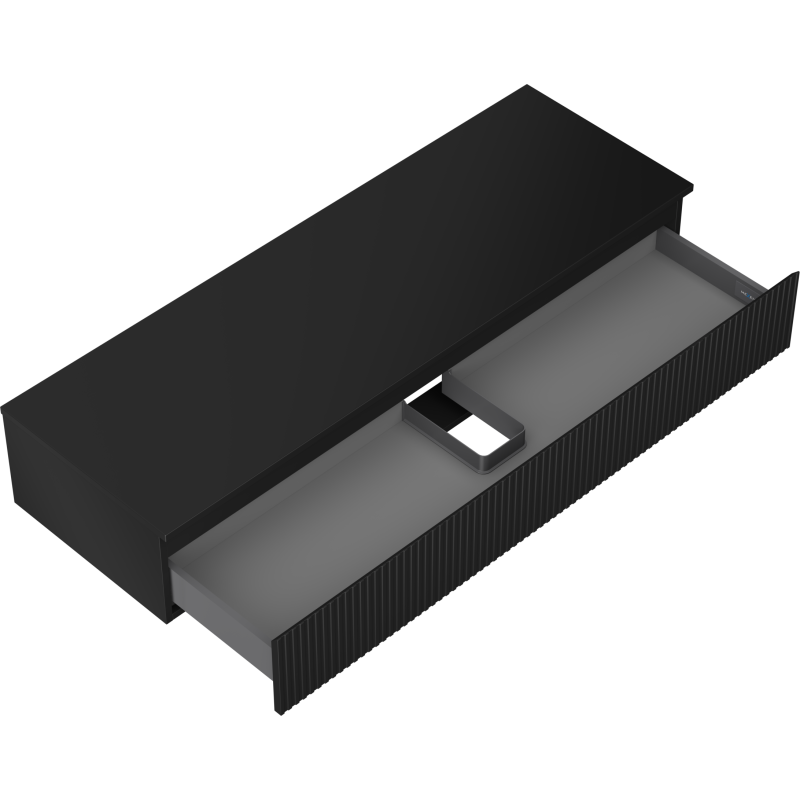 Mexen Rivel баня шкаф под мивка 140 см с плот, 1 чекмедже, рифлован, черен мат - 91A20-14023-1-BFC71