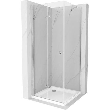 Mexen Lima сгъваема душ кабина 70 x 70 см, прозрачна, хром + корито Flat