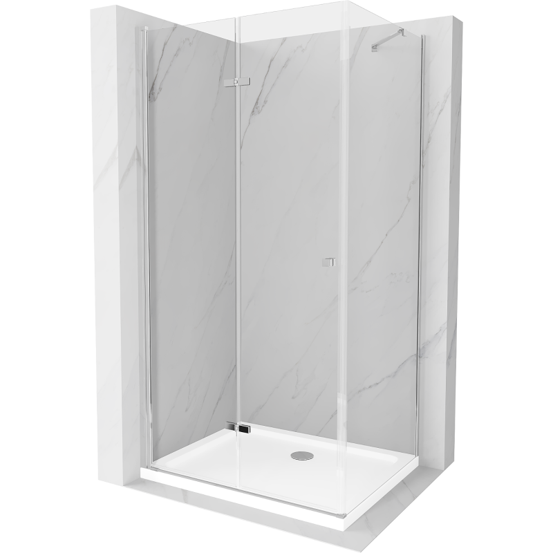 Mexen Lima сгъваема душ кабина 70 x 90 см, прозрачна, хром + корито Flat - 856-070-090-01-00-4010