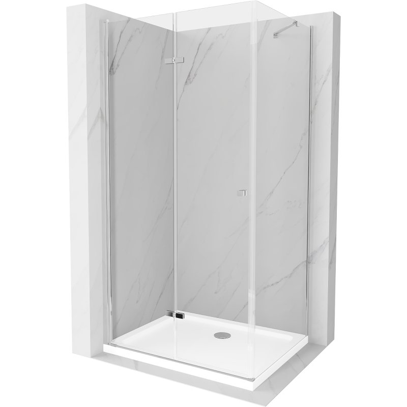 Mexen Lima сгъваема душ кабина 70 x 90 см, прозрачна, хром + поддушник Flat