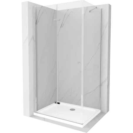 Mexen Lima сгъваема душ кабина 70 x 90 см, прозрачна, хром + корито Flat - 856-070-090-01-00-4010