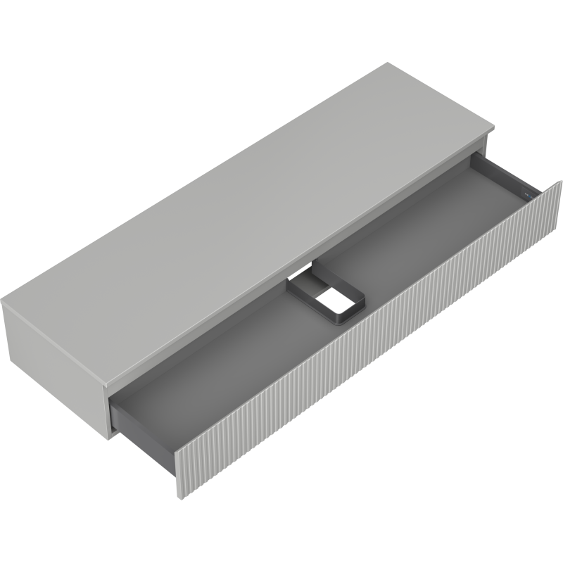 Mexen Rivel шкаф за баня под мивка 160 см с плот, 1 чекмедже, оребрен, сив мат