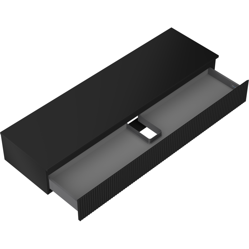 Mexen Rivel шкаф за баня под мивка 160 см с плот, 1 чекмедже, гофриран, черен мат - 91A20-16023-1-BFC71