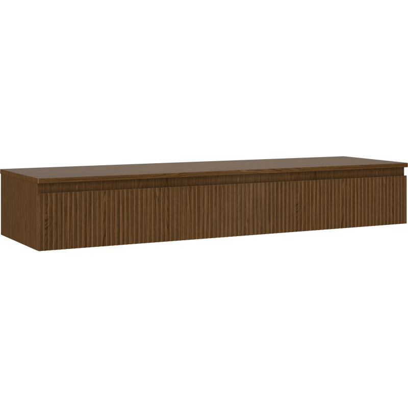 Mexen Rivel шкаф за баня под мивка 160 см с плот, 1 чекмедже, оребрен, орех