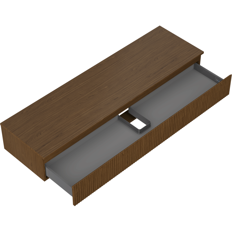 Mexen Rivel шкаф за баня под мивка 160 см с плот, 1 чекмедже, оребрен, орех