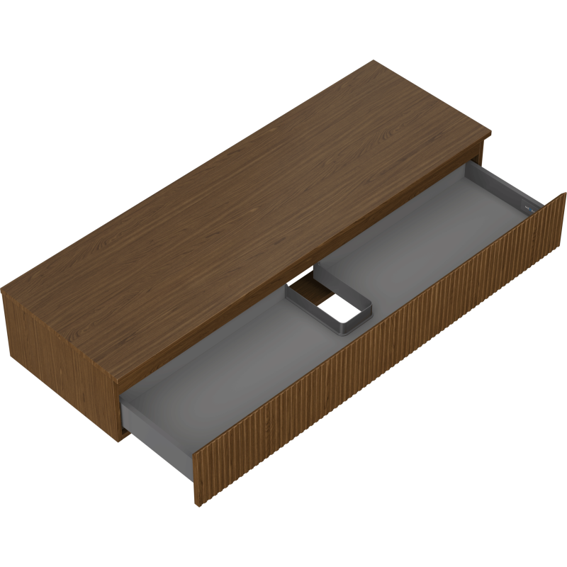 Mexen Rivel шкаф за баня за мивка 140 см с плот, 1 чекмедже, набразден, орех - 91A20-14023-1-BFC86