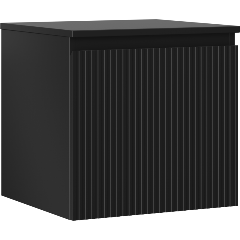 Mexen Rivel шкаф за баня под мивка 50 см с плот, 1 чекмедже, рифелован, черен мат - 91A20-05047-1-BFC71