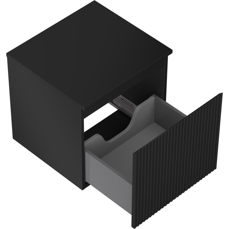 Mexen Rivel шкаф за баня под мивка 50 см с плот, 1 чекмедже, рифелован, черен мат - 91A20-05047-1-BFC71