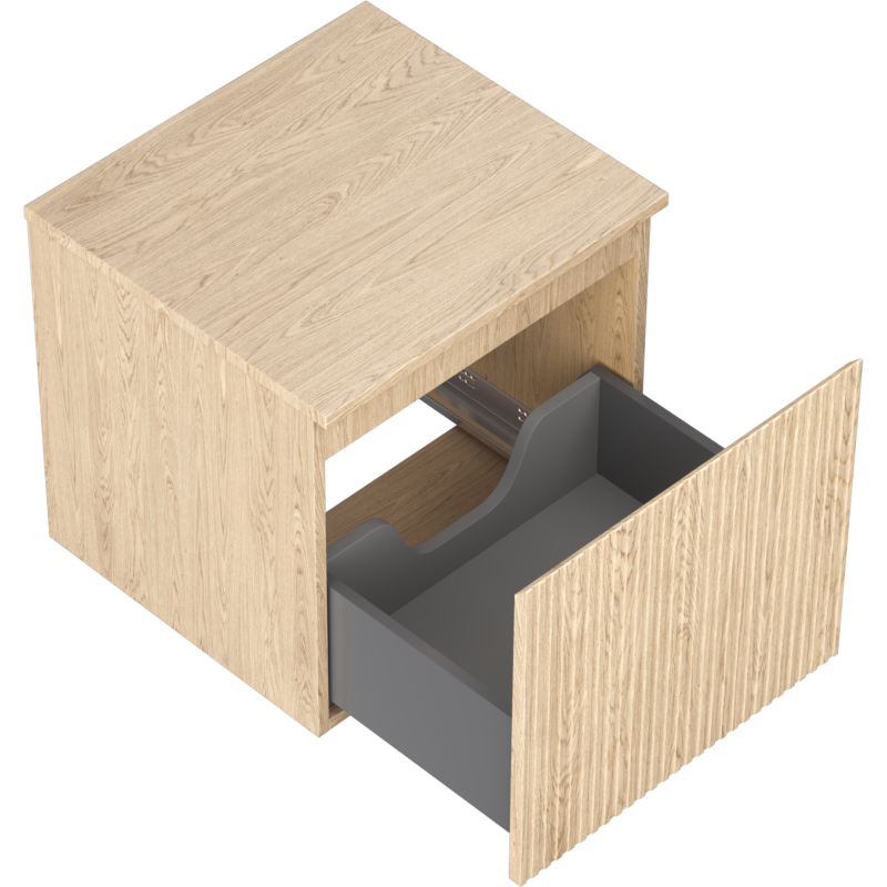 Mexen Rivel шкаф за баня за мивка 50 см с плот, 1 чекмедже, набраздена, дъб - 91A20-05047-1-BFC81