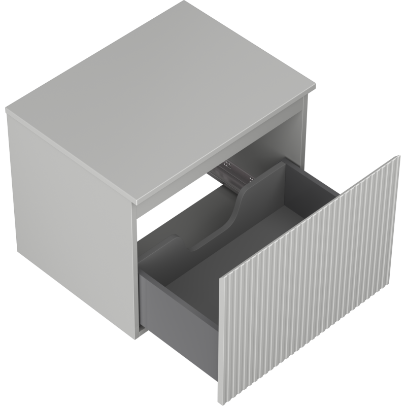 Mexen Rivel шкаф за баня под мивка 60 см с плот, 1 чекмедже, набразден, сив мат - 91A20-06047-1-BFC62