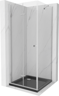 Mexen Lima сгъваема душ кабина 80 x 80 см, прозрачна, хром + душ поднос Flat,