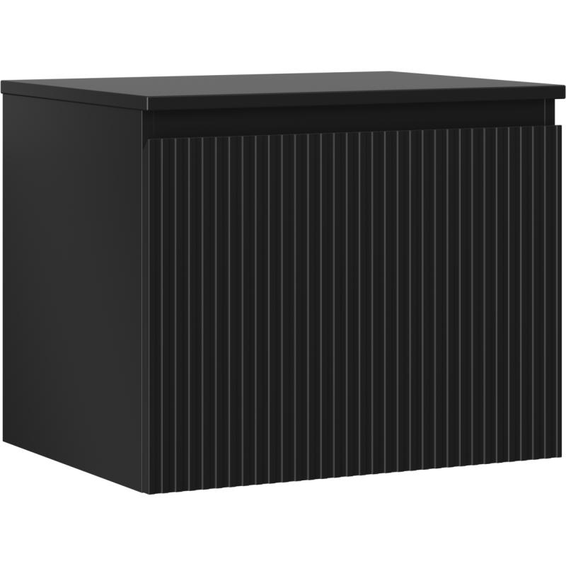 Mexen Rivel шкаф за баня под мивка 60 см с плот, 1 чекмедже, рифлен, черен мат - 91A20-06047-1-BFC71