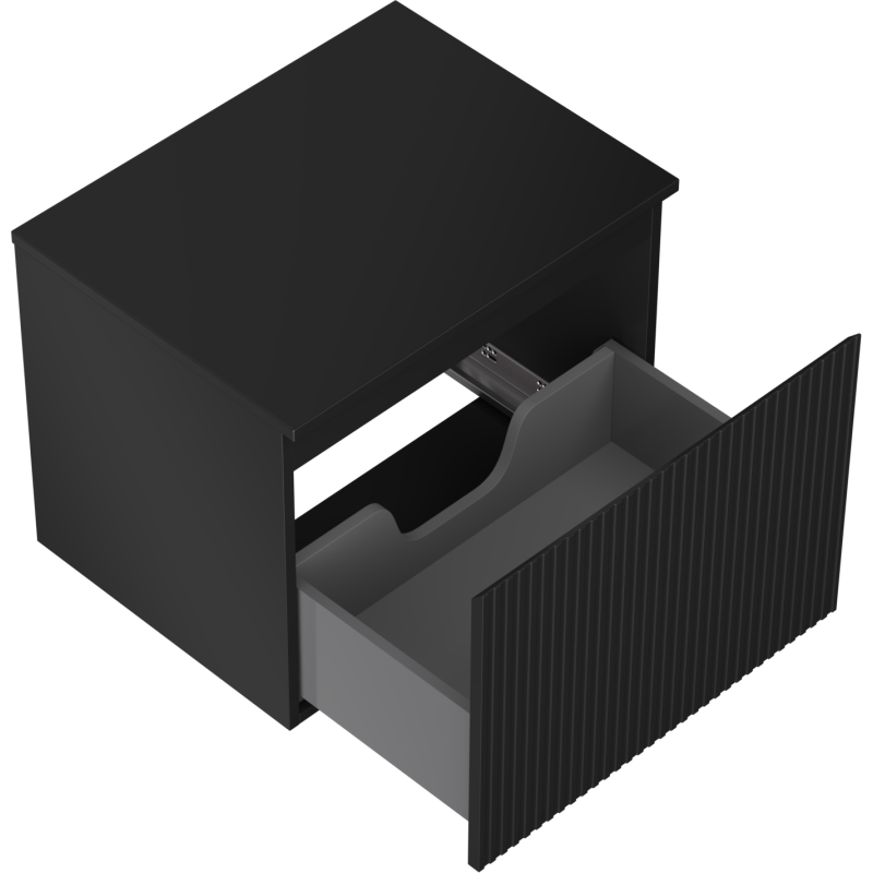 Mexen Rivel шкаф за баня под мивка 60 см с плот, 1 чекмедже, рифлен, черен мат - 91A20-06047-1-BFC71