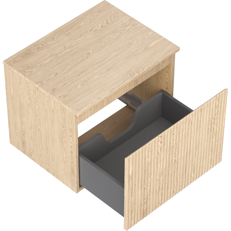 Mexen Rivel шкаф за баня под мивка 60 см с плот, 1 чекмедже, набраздено, дъб - 91A20-06047-1-BFC81