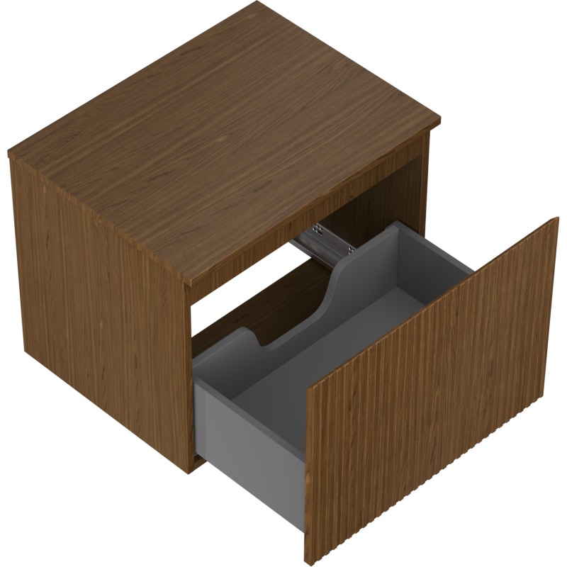 Mexen Rivel шкаф за баня, стоящ под мивка, 60 см, с плот, 1 чекмедже, рифлов орех - 91A20-06047-1-BFC86