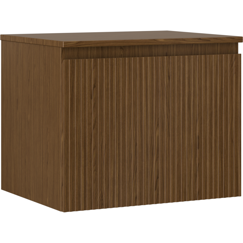 Mexen Rivel шкаф за баня, стоящ под мивка, 60 см, с плот, 1 чекмедже, рифлов орех - 91A20-06047-1-BFC86