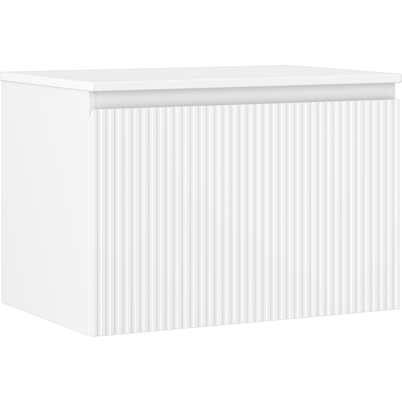 Mexen Rivel шкаф за баня под мивка 70 см с плот, 1 чекмедже, оребрен, бял мат - 91A20-07047-1-BFC01