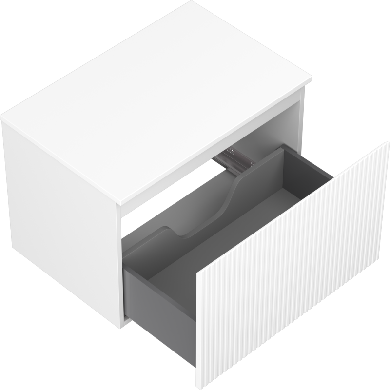 Mexen Rivel шкаф за баня под мивка 70 см с плот, 1 чекмедже, оребрен, бял мат - 91A20-07047-1-BFC01