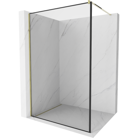 Mexen Kioto душ стена Walk-in 100 x 200 см, черна рамка 8 mm, златна - 800-100-101-50-70