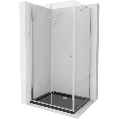 Mexen Лима сгъваща се душ кабина 120 x 80 см, прозрачна, хром + черна Flat душ тава - 856-120-080-01-00-4070