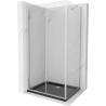 Mexen Lima сгъваема душ кабина 120 x 80 см, прозрачна, хром + корито Flat, черно - 856-120-080-01-00-4070