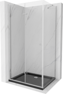 Mexen Лима сгъваща се душ кабина 120 x 80 см, прозрачна, хром + черна Flat душ тава - 856-120-080-01-00-4070