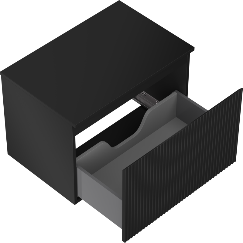 Mexen Rivel шкаф за баня под умивалник 70 см с плот, 1 чекмедже, рифлована, черен мат - 91A20-07047-1-BFC71