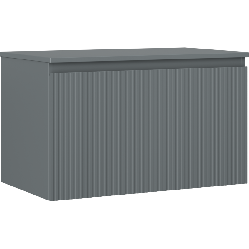 Mexen Rivel шкафче за баня под мивка 80 см с плот, 1 чекмедже, набраздено, матово графитово - 91A20-08047-1-BFC66