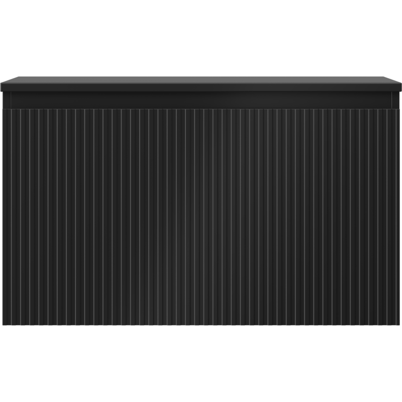 Mexen Rivel шкаф за мивка за баня 80 см с плот, 1 чекмедже, набразден, черен мат - 91A20-08047-1-BFC71