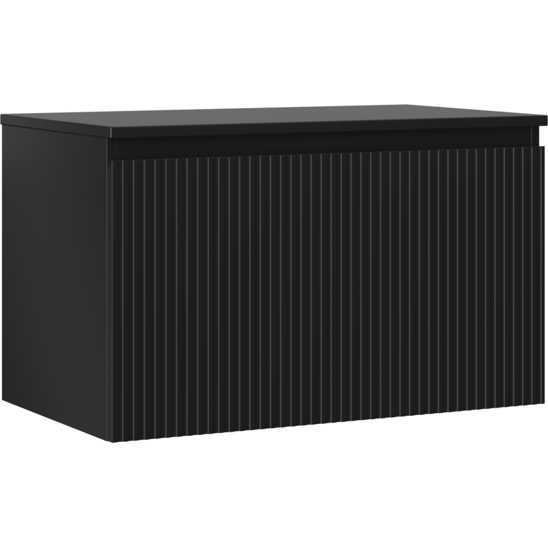 Mexen Rivel шкаф за мивка за баня 80 см с плот, 1 чекмедже, набразден, черен мат - 91A20-08047-1-BFC71