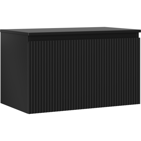 Mexen Rivel шкаф за мивка за баня 80 см с плот, 1 чекмедже, набразден, черен мат - 91A20-08047-1-BFC71