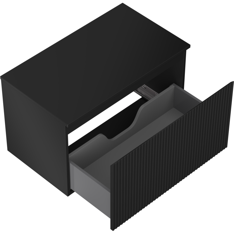 Mexen Rivel шкаф за мивка за баня 80 см с плот, 1 чекмедже, набразден, черен мат - 91A20-08047-1-BFC71