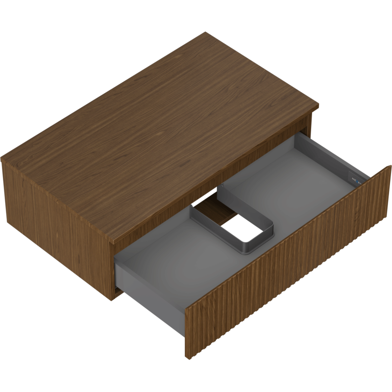 Mexen Rivel шкаф за баня под мивка 80 см с плот, 1 чекмедже, с релеф, орех