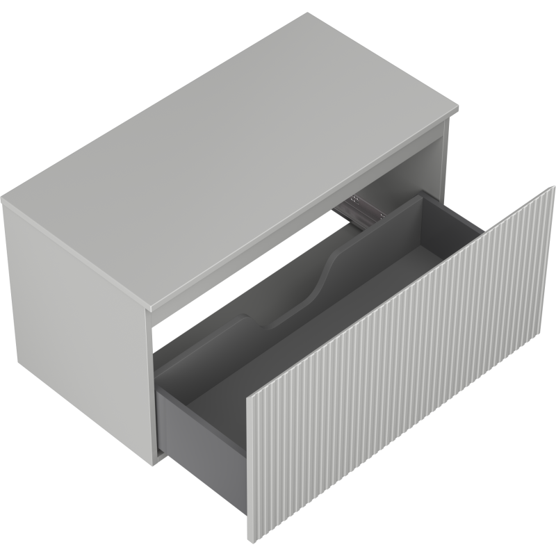 Mexen Rivel шкаф за баня с плот, 90 см, 1 чекмедже, оребрено, сив мат - 91A20-09047-1-BFC62